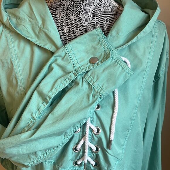 Free People Teal Poplin Lace Up Pullover Jacket XS / S - Picture 6 of 10